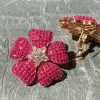17ctw Ruby Flower Statement Stud Earrings
