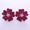 17ctw Ruby Flower Statement Stud Earrings