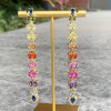 20ctw Pear Cut Rainbow Sapphire Long Earrings