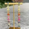 20ctw Pear Cut Rainbow Sapphire Long Earrings