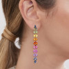 20ctw Pear Cut Rainbow Sapphire Long Earrings