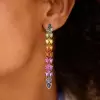 20ctw Pear Cut Rainbow Sapphire Long Earrings
