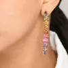 20ctw Pear Cut Rainbow Sapphire Long Earrings