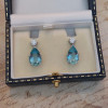 8ctw Pear Cut Aquamarine Drop Earrings
