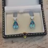 8ctw Pear Cut Aquamarine Drop Earrings