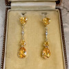 8ctw Vintage Citrine Yellow Sapphire Drop Earrings