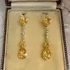 8ctw Vintage Citrine Yellow Sapphire Drop Earrings