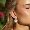24.6ctw White Sapphire Cluster Flower Drop Earrings