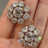 24.6ctw White Sapphire Cluster Flower Drop Earrings