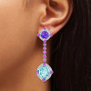 16ctw Oval Cut Aquamarine Drop Earrings