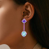 16ctw Oval Cut Aquamarine Drop Earrings
