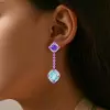 16ctw Oval Cut Aquamarine Drop Earrings