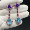 16ctw Oval Cut Aquamarine Drop Earrings