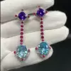 16ctw Oval Cut Aquamarine Drop Earrings