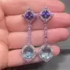 16ctw Oval Cut Aquamarine Drop Earrings