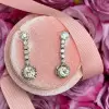 Vintage Round Cut White Sapphire Drop Earrings