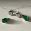 9ctw Vintage Two Tone Emerald Drop Earrings