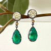 9ctw Vintage Two Tone Emerald Drop Earrings