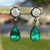 9ctw Vintage Two Tone Emerald Drop Earrings