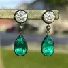 9ctw Vintage Two Tone Emerald Drop Earrings