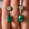 9ctw Vintage Two Tone Emerald Drop Earrings
