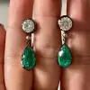 9ctw Vintage Two Tone Emerald Drop Earrings