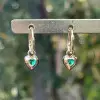 4ctw Two Tone Heart Cut Emerald Dainty Earrings