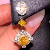 Double Halo Oval Cut Yellow Sapphire Drop Earrings