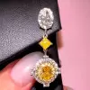 Double Halo Oval Cut Yellow Sapphire Drop Earrings