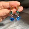10ctw Asscher Cut Aquamarine Drop Earrings