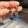 10ctw Asscher Cut Aquamarine Drop Earrings
