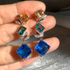 10ctw Asscher Cut Aquamarine Drop Earrings