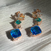 10ctw Asscher Cut Aquamarine Drop Earrings