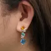 10ctw Asscher Cut Aquamarine Drop Earrings