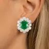 12ctw Emerald and White Sapphire Stud Earrings