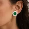 12ctw Emerald and White Sapphire Stud Earrings