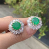 12ctw Emerald and White Sapphire Stud Earrings