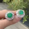 12ctw Emerald and White Sapphire Stud Earrings