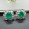 12ctw Emerald and White Sapphire Stud Earrings