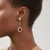 Vintage Halo Oval Cut Ruby Drop Earrings