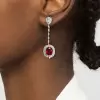 Vintage Halo Oval Cut Ruby Drop Earrings