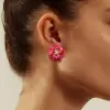 10ctw Fuchsia Sapphire Paved Bloom Flower Earrings