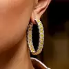 18ctw Cushion Cut Yellow Sapphire Hoop Earrings