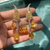 16ctw Pear Cut Yellow Sapphire Chandelier Earrings