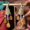 16ctw Pear Cut Yellow Sapphire Chandelier Earrings
