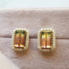 4ctw Halo Bicolor Tourmaline Stud Earrings