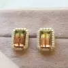 4ctw Halo Bicolor Tourmaline Stud Earrings