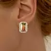 4ctw Halo Bicolor Tourmaline Stud Earrings
