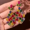20ctw Multicolor Sapphire Statement Drop Earrings