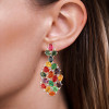 20ctw Multicolor Sapphire Statement Drop Earrings